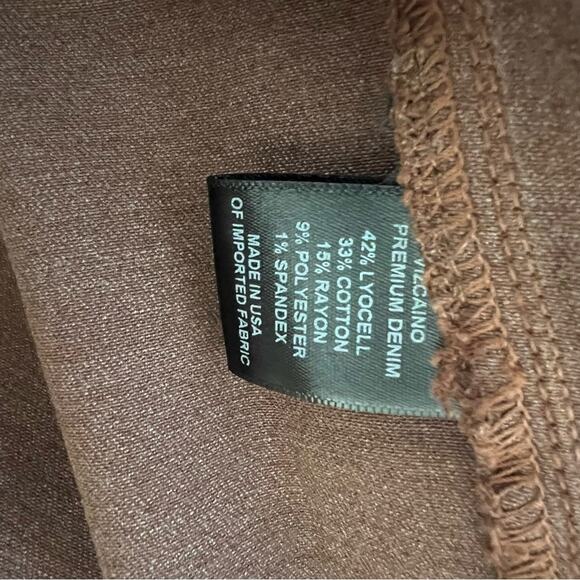 Peruvian Connection Brown Coated Premium Denim Pencil Skirt Size 2 - Picture 8 of 11